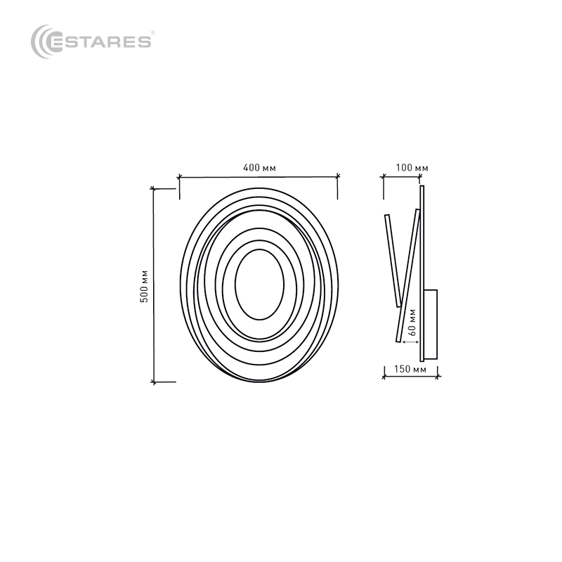 Управляемый светодиодный светильник Spiral double 60W OV-500-white-220-ip44