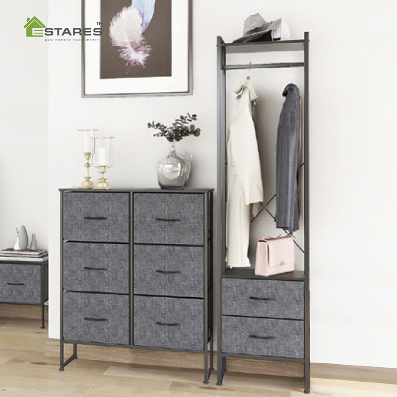 COMMOD 4F-2D-GRAY-44х30х178 комод-вешалка