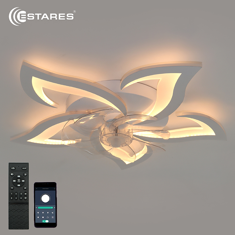 Управляемая светодиодная люстра с вент. FAN ELLA 80W+18W R-APP-680x125-WHITE/WHITE-220-IP20