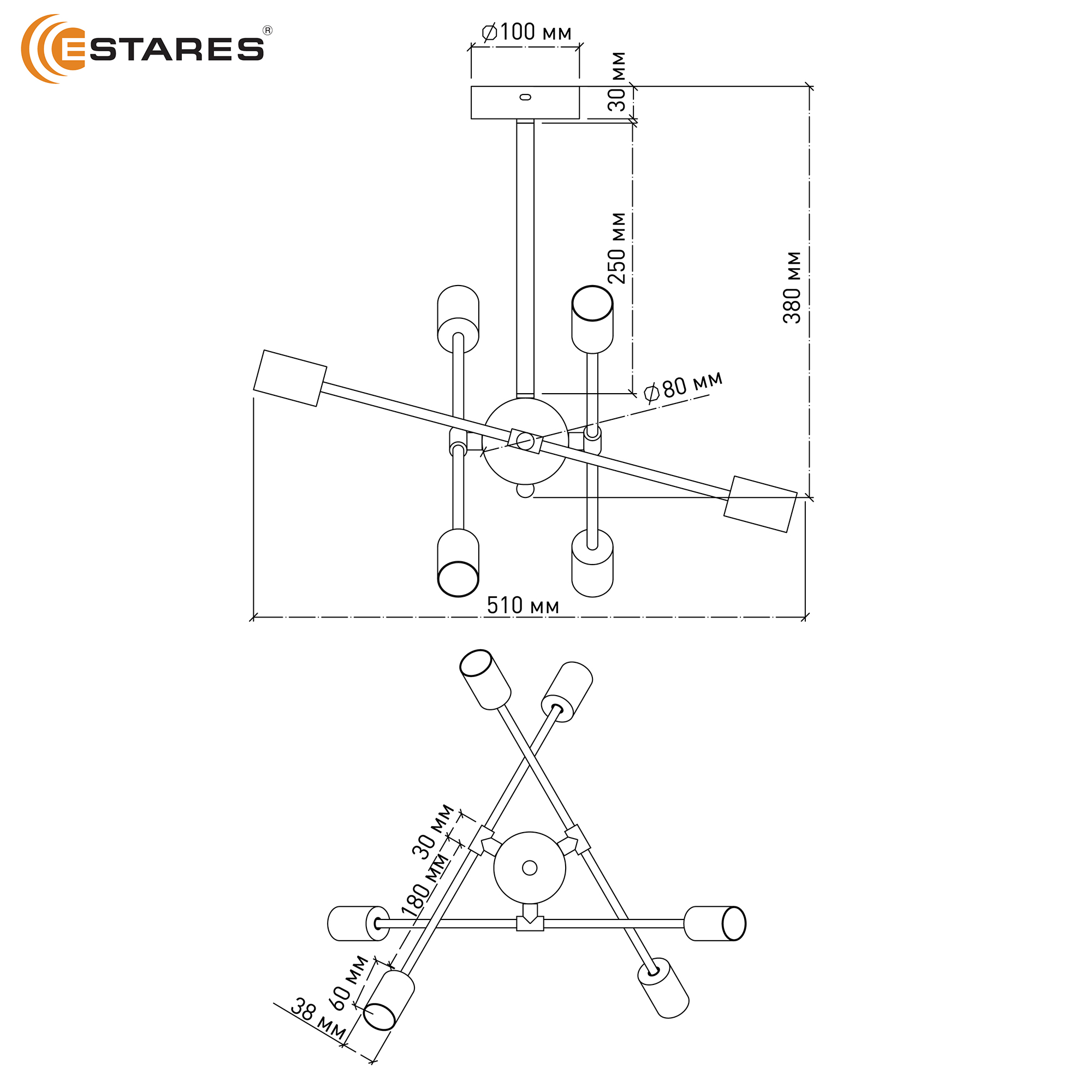 Люстра YORK 6xE27 R-510x380-WHITE-220-IP20