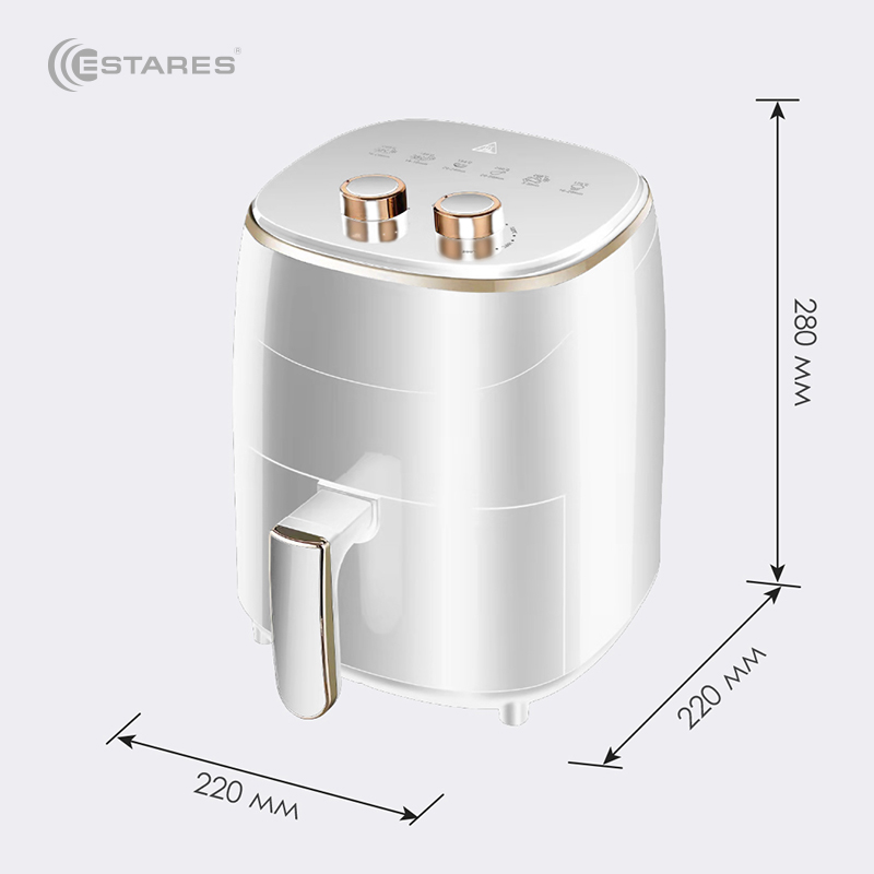 АЭРОГРИЛЬ EASYCOOK 1200W-220V-3.5L-220x220x280-WHITE GOLD_2021