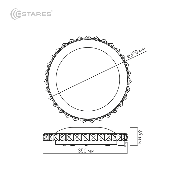Накладной светодиодный светильник SIYANIE 25W R-350-CW-CRYSTAL-IP20 2019