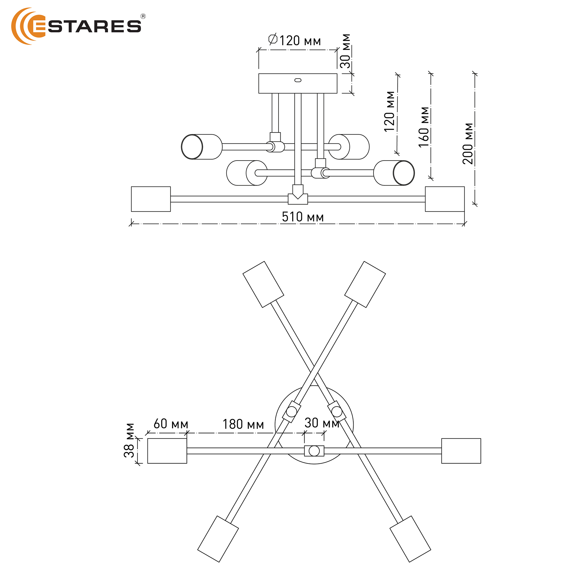 Люстра OXFORD 6xE27 R-510x200-WHITE-220-IP20