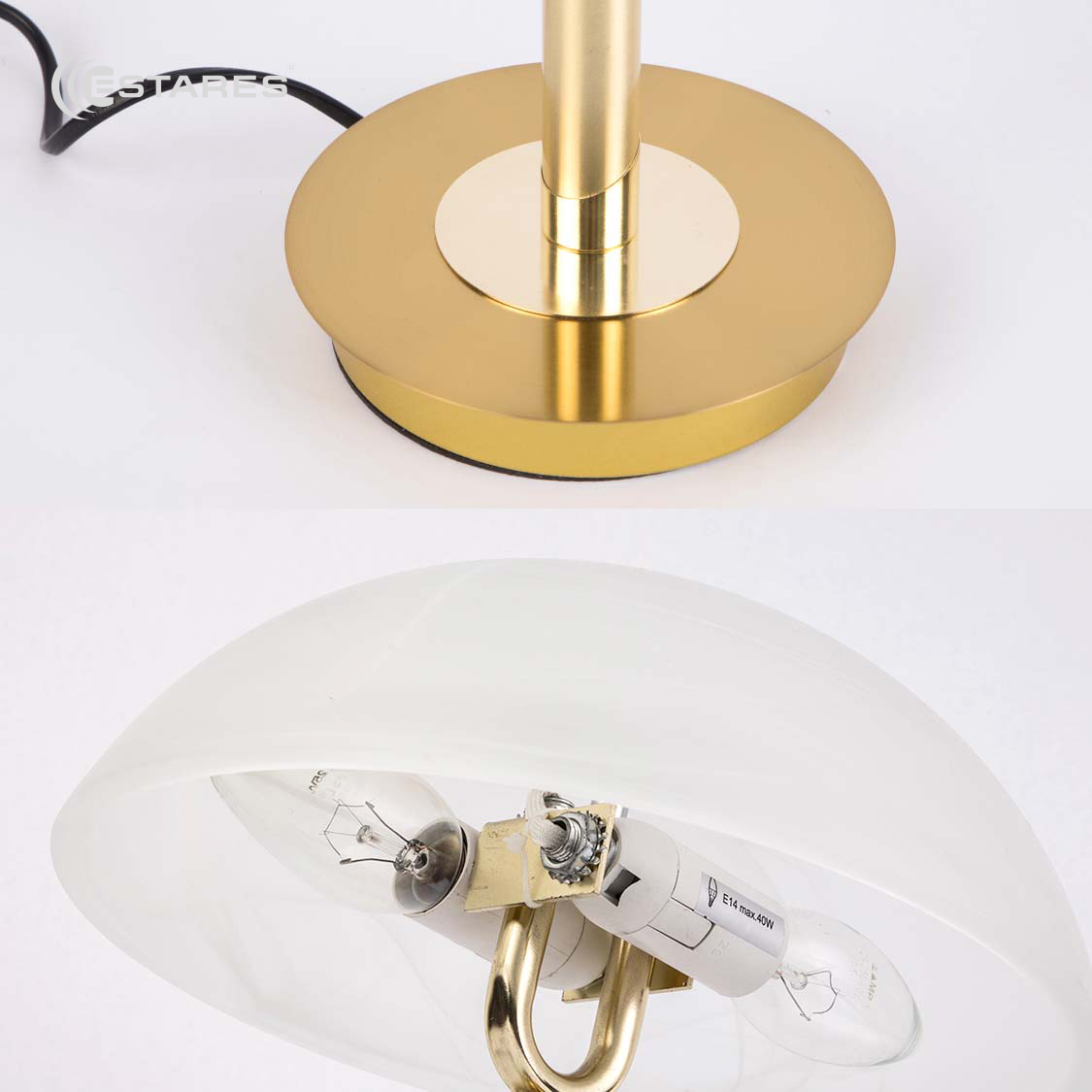 Настольная лампа CLASSIC ALB 2xE14 R-255x370-BRASS-220-IP20