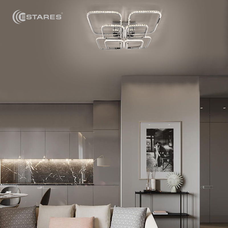 Управляемый светодиодный светильник VERSAL' 160W 8S-570X570X135-CHROME CRYSTALL-220-IP20