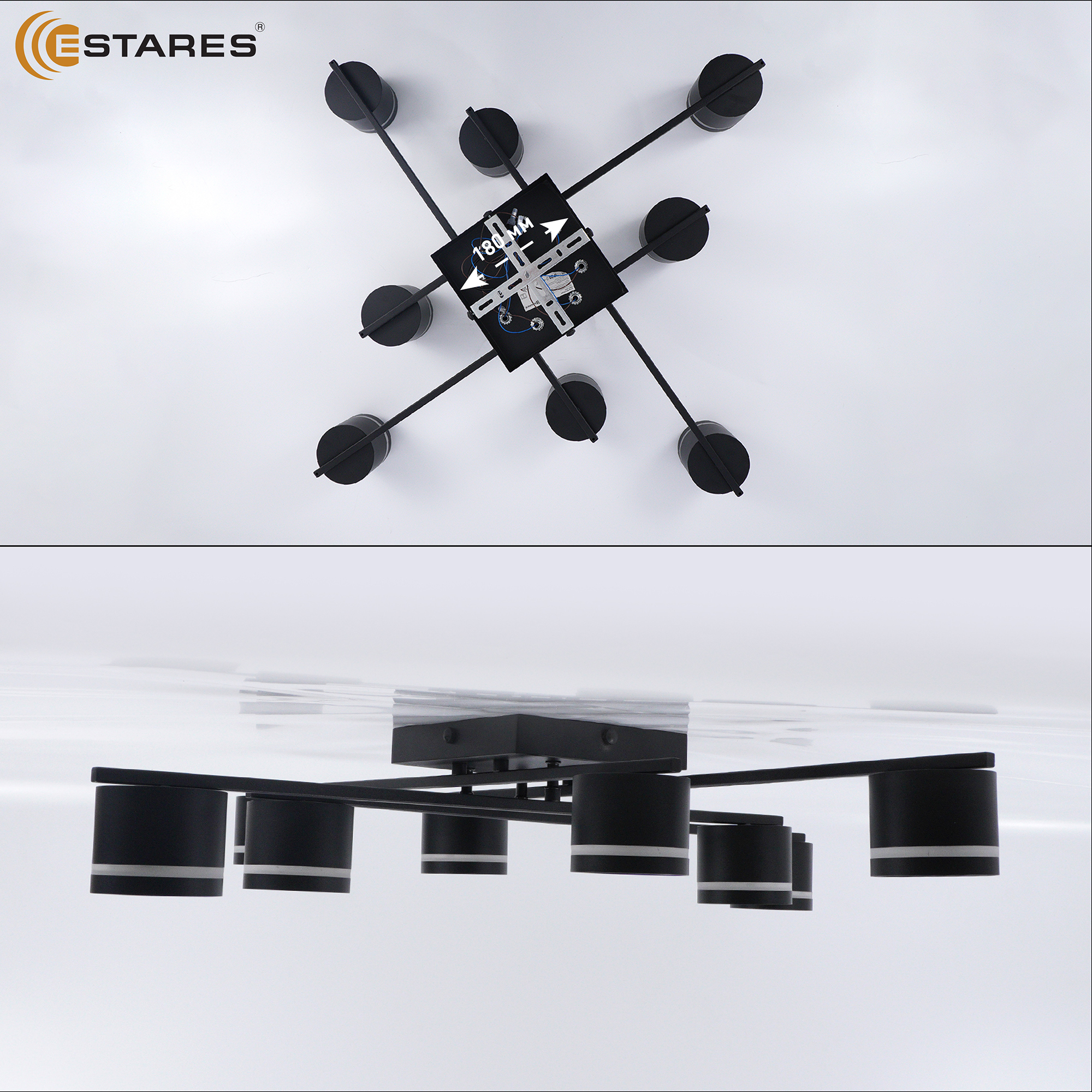 Люстра GELA 8xGX53 S-820x820x140-BLACK WHITE-IP20