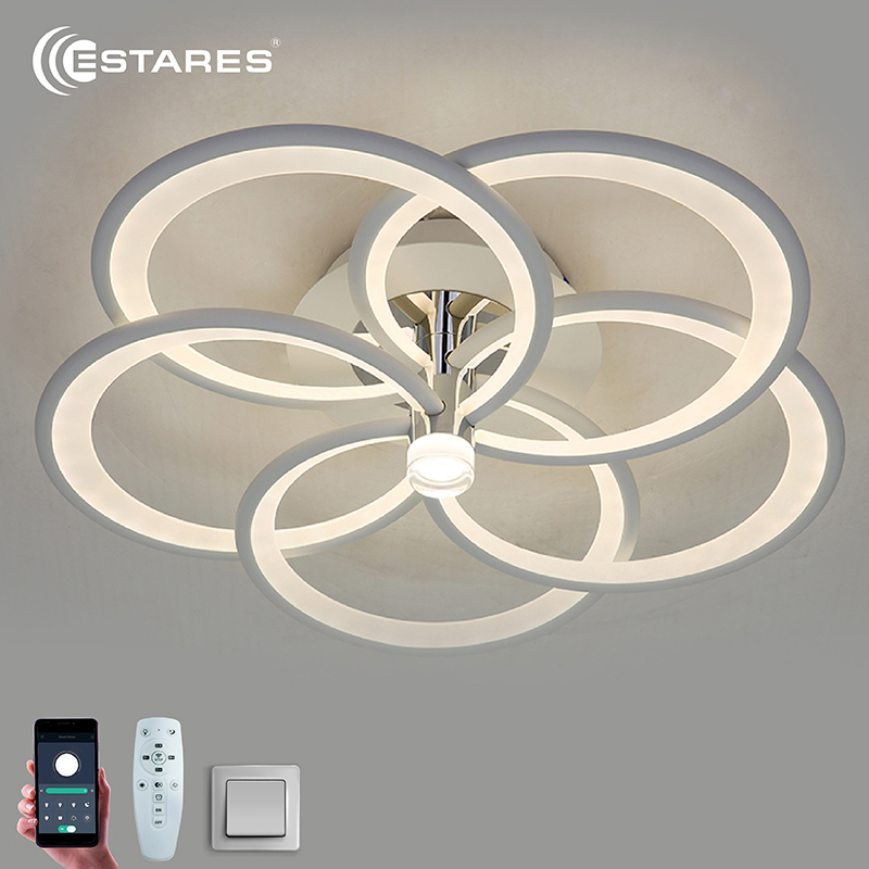 Управляемая светодиодная люстра  MADEMUASEL 110W 5A-APP-520x140-WHITE/CHROME/WHITE-220-IP20