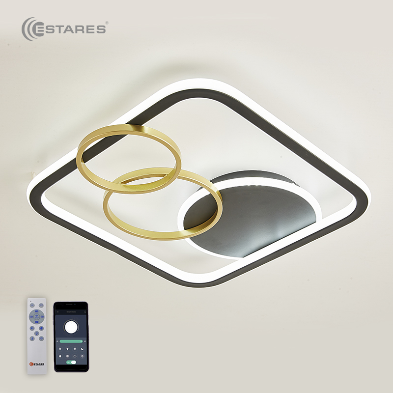 Управляемый светодиодный светильник MENSOLA 90W S-APP-450x450x60-BLACK/GOLD/WHITE-220-IP20