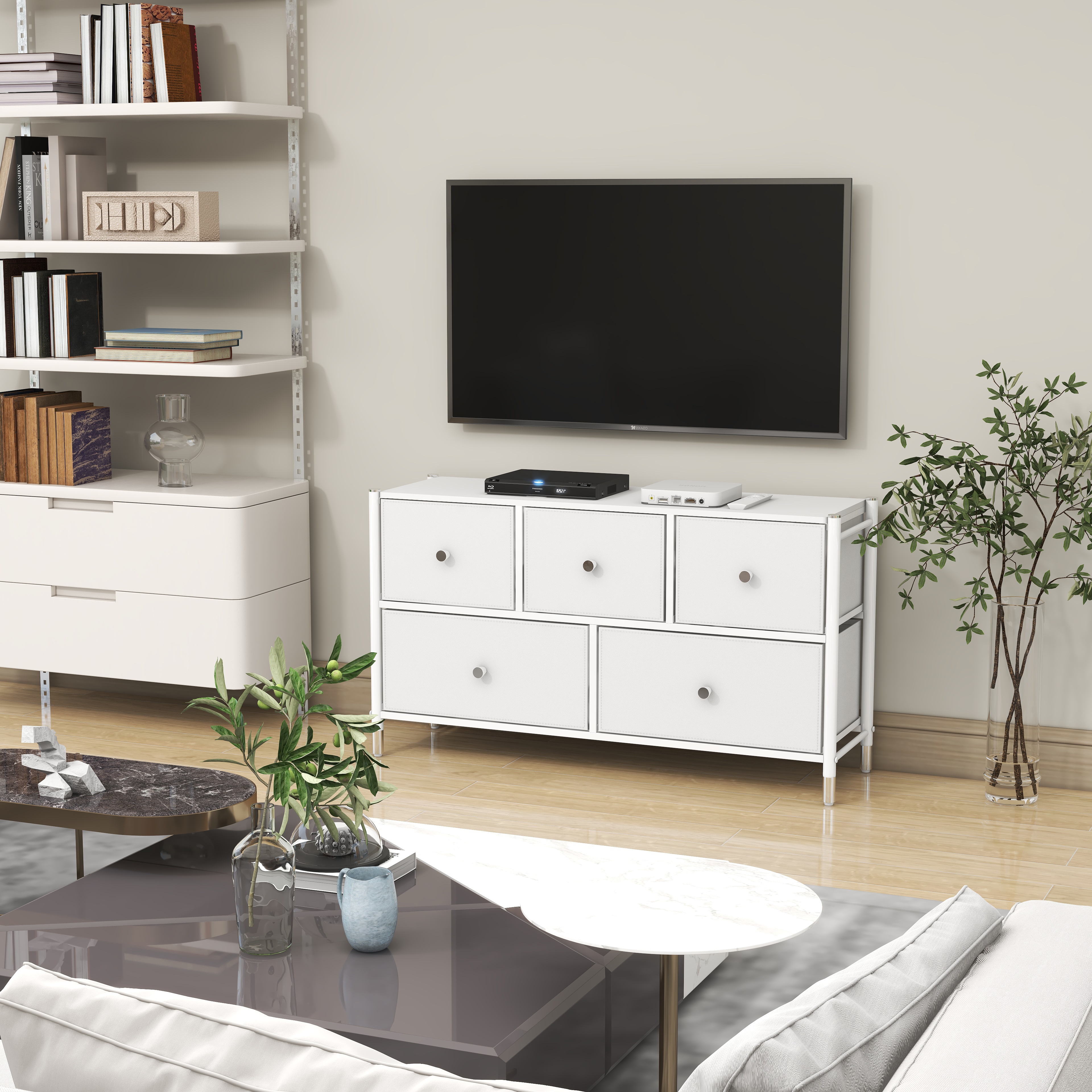 COMMOD classic 2F-5D-WHITE SILVER-100x30x59 комод тв