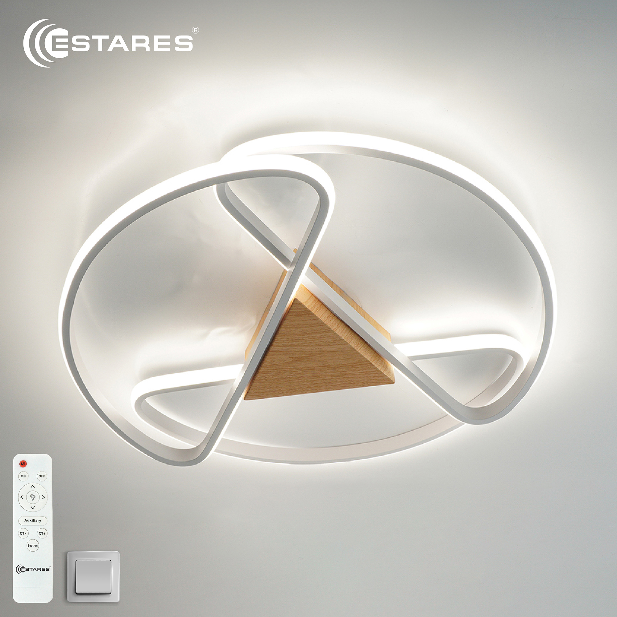 Управляемая светодиодная люстра CALLISTA 80W R-RC-500x75-WHITE/WOOD/WHITE-220-IP20