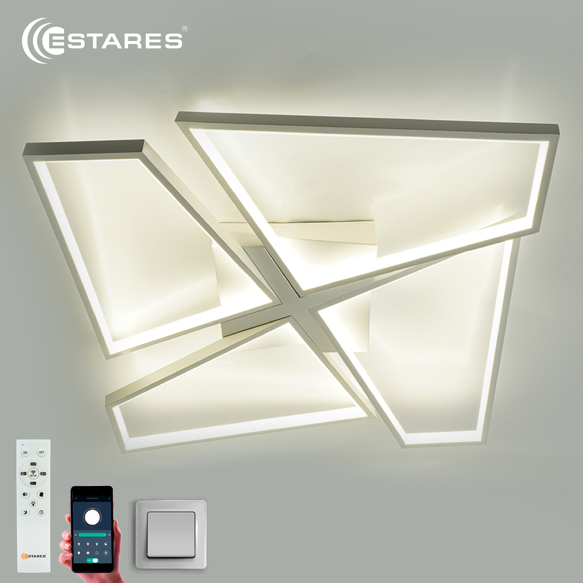 Управляемая светодиодная люстра ORLANDO 120W S-APP-550x550x90-WHITE/WHITE-220-IP20