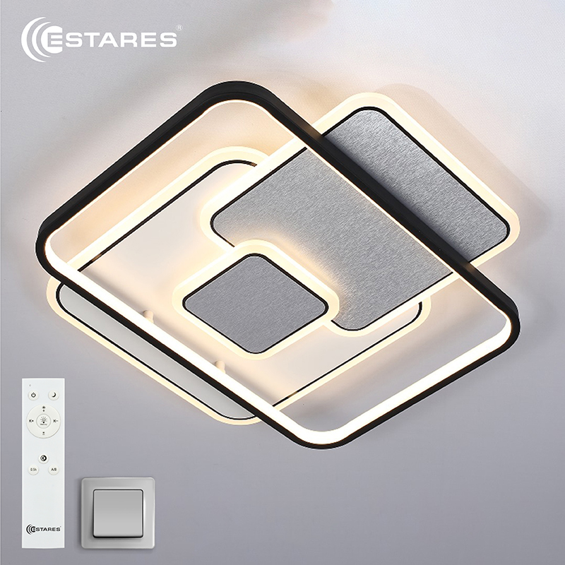 Управляемый светодиодный светильник TRAMONTO 115W 4S-RC-495x500x65-WHITE/SILVER/BLACK/WHITE-220-IP20