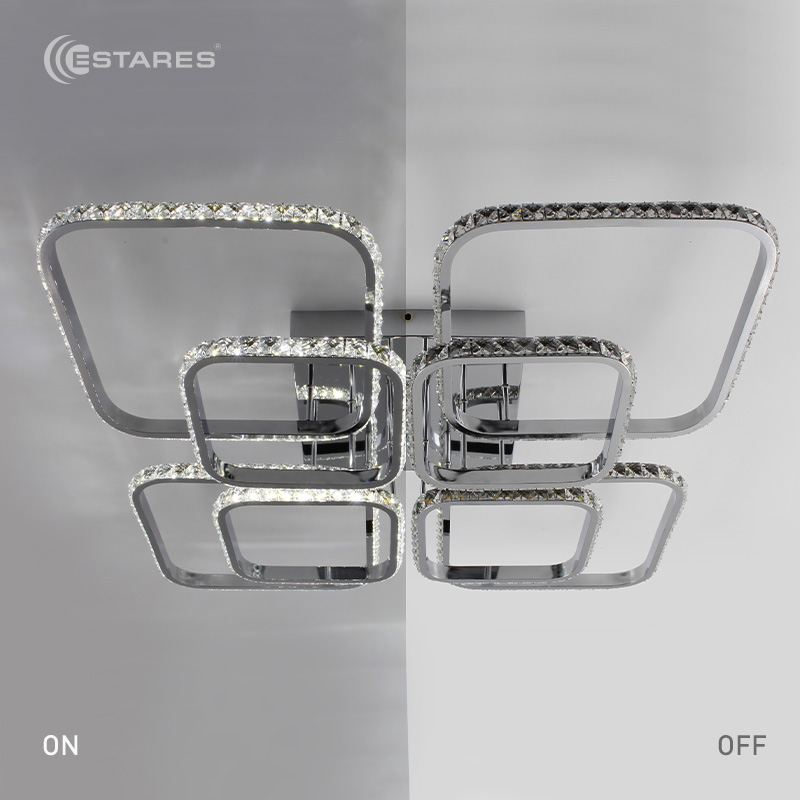 Управляемый светодиодный светильник VERSAL' 160W 8S-570X570X135-CHROME CRYSTALL-220-IP20