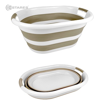 Таз складной силиконовый ES-BS-portable-24l-54x39x24/7-white/beige_2021