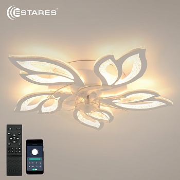 Управляемая светодиодная люстра с вент. FAN  ASTRA ICE 100W+18W 5F-APP-680x120-WHITE/CLEAR-220-IP20
