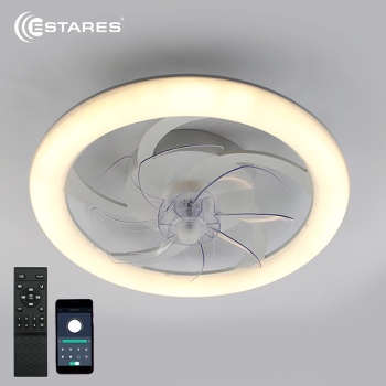 Управляемая светодиодная люстра с вент. FAN SIMPLE 60W+18W R-APP-480x125-WHITE/WHITE-220-IP20