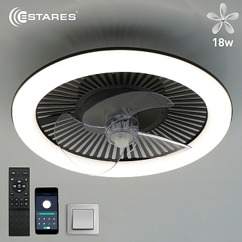 Управляемая LEDлюстра с вентилятором FN-LM TOP 70W+18W R-APP-480x125-BLACK/WHITE-220-IP20/SMARTHOME