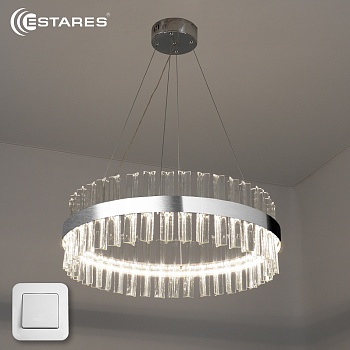 Управляемая светодиодная люстра SOFIA 100W R-ON/OFF(IRC)-500x1200-CHROME/CLEAR-220-IP20