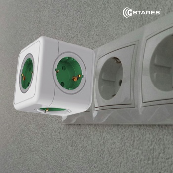 Разветвитель 5 Евро  COMFORT CUBE  5G-green white-Europlug