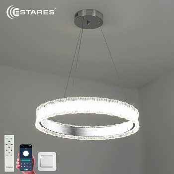  Управляемая светодиодная люстра VENERA 65W R-RC-485x1500-CHROME/CLEAR-220-IP20