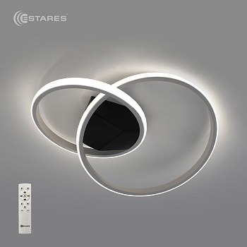 Управляемая светодиодная люстра KIOTO 60W 2R-RC-480x350x100-WHITE/BLACK/WHITE-220-IP20