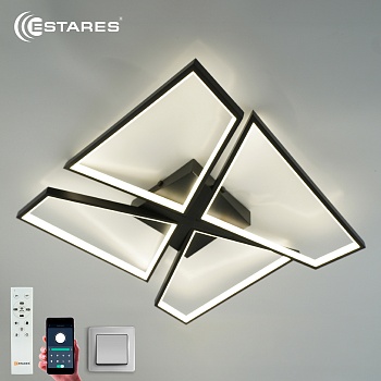 Управляемая светодиодная люстра ORLANDO 120W S-APP-550x550x90-BLACK/WHITE-220-IP20