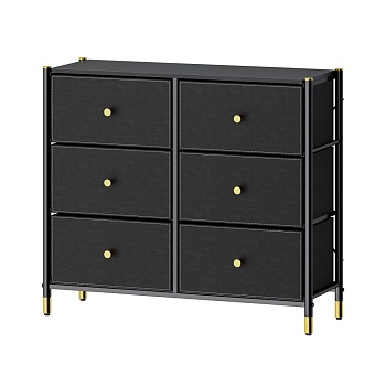 COMMOD classic 3F-6D-BLACK/GOLD-89x30x78 комод-макси плюс