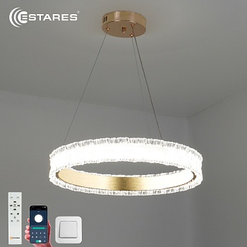  Управляемая светодиодная люстра VENERA 65W R-RC-485x1500-GOLD/CLEAR-220-IP20