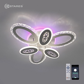 УПРАВЛЯЕМАЯ СВЕТОДИОДНАЯ ЛЮСТРА AGATA ICE RGB 60W+15W 6R-APP-540X116-WHITE/CLEAR-220-P20