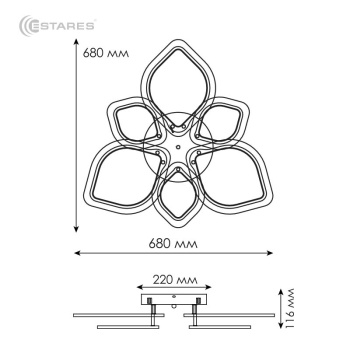Управляемая светодиодная люстра AZALIA RGB 80W+10W 6R-APP-680x120-WHITE WHITE-220-IP20