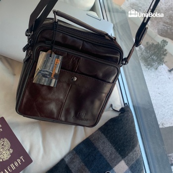 Сумка мужская из натуральной кожи UB-B208-195x215х90-brown brown-молния кнопка