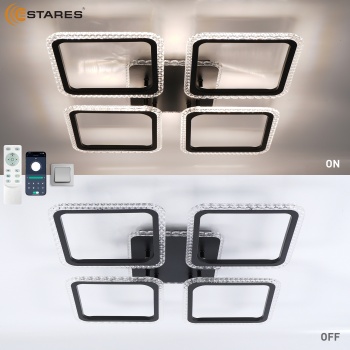 Управляемая светодиодная люстра SONNE prizma RGB 100W 5S-APP-540X540X70-BLACK CLEAR-220-IP20