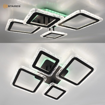 Управляемая светодиодная люстра OVAL ICE RGB 75W 5S-APP-725х500х93-BLACK CLEAR-220-IP20