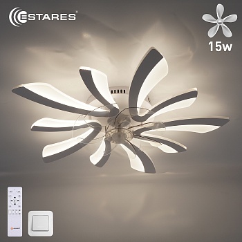 Управляемая светодиод. люстра c вент.FAN ALESSIA 80W+15W R-RC-600x127-WHITE/WHITE/CLEAR-220-IP20