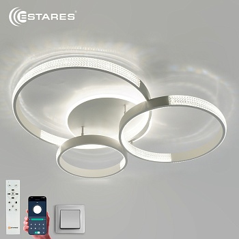 Управляемая светодиодная люстра MISS 120W 4R-APP-800x690x115-WHITE/CLEAR-220-IP20