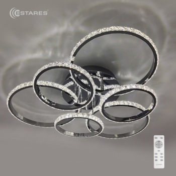 Управляемая светодиодная люстра PRINCESSA 144W 6R-626x578x135-CHROME/CRYSTALL-220-IP20