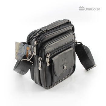 Сумка мужская из натуральной кожи UB-B103-150x185х85-black black-молния молния