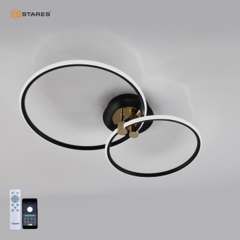 Управляемый светодиодный светильник LUNE 50W 2R-APP-615x360x110-BLACK/GOLD/WHITE-220-IP20