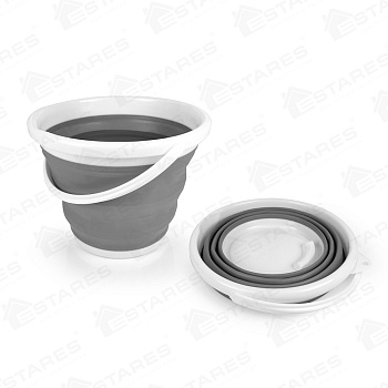 Ведро силиконовое складное ES-BC-portable-10l-32x35x24/5-white/gray