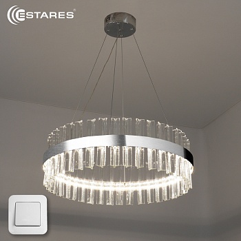 Управляемая светодиодная люстра SOFIA 100W R-ON/OFF(IRC)-500x1200-CHROME/CLEAR-220-IP20