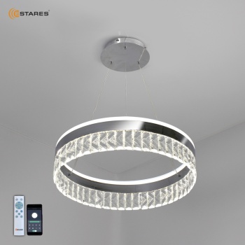 Управляемая светодиодная люстра CARINA 90W R-APP-500x1200-CHROME/CLEAR-220-IP20