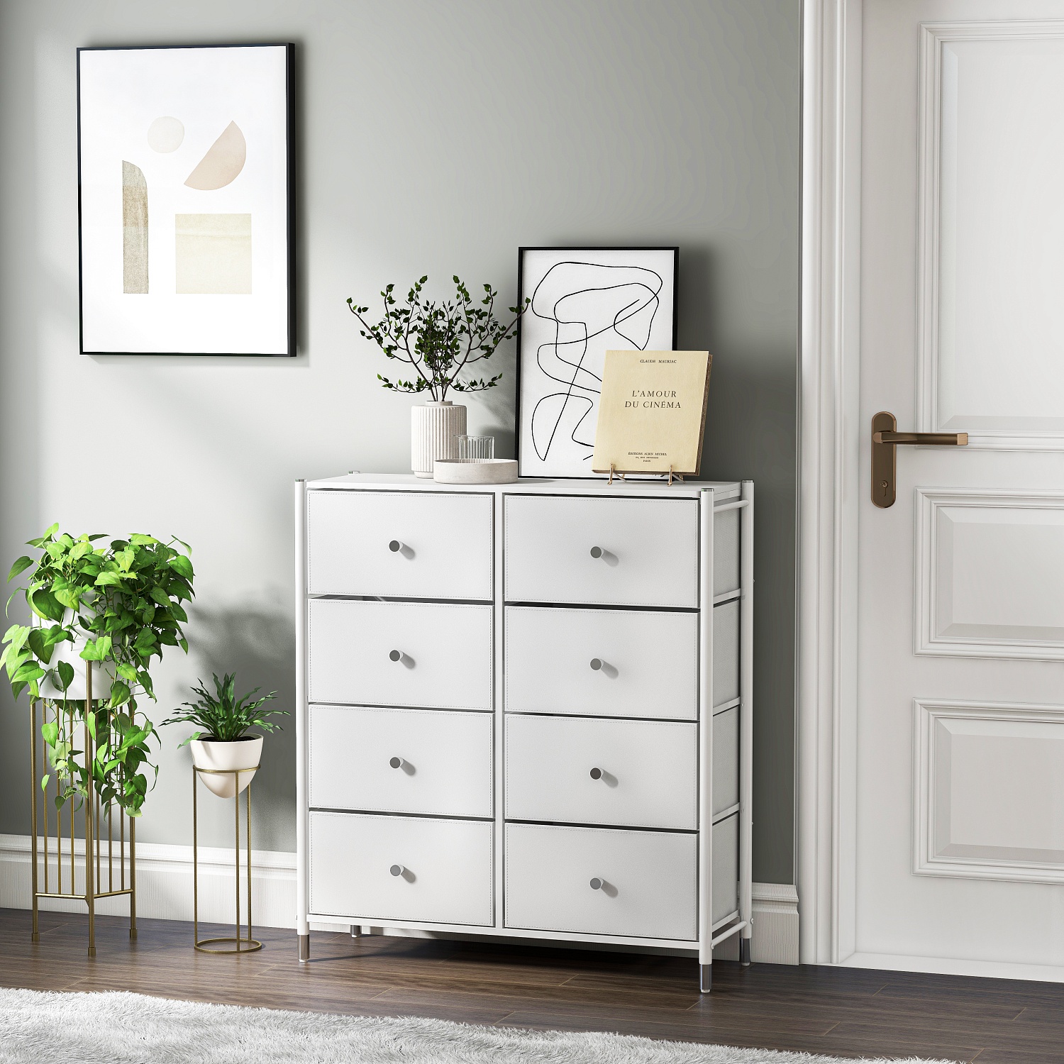 COMMOD classic 4F-8D-WHITE SILVER-89x30x99 комод семейный