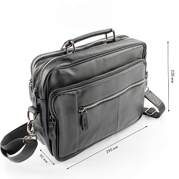 Сумка мужская из натуральной кожи UB-B310-290x230х90-black/black-молния/молния