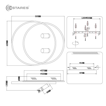 Управляемый светодиодный светильник GEOMETRIA downlight 65W 2R-APP-500х420х130-white white-220-IP20
