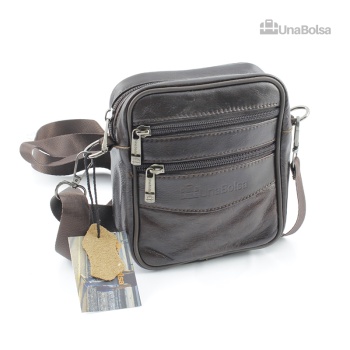 Сумка мужская из натуральной кожи UB-B403-140x165х85-brown brown-молния молния