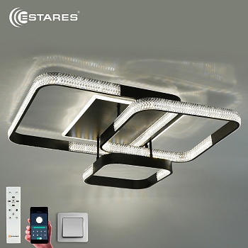 Управляемая светодиодная люстра MISTER 140W 4S-APP-720x660x160-BLACK/CLEAR-220-IP20