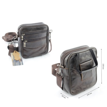 Сумка мужская из натуральной кожи UB-B403-140x165х85-brown/brown-молния/молния