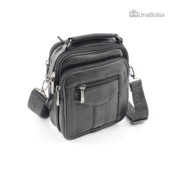 Сумка мужская из натуральной кожи UB-B109-150x185х85-black black-молния молния