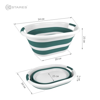 Таз складной силиконовый ES-BS-portable-24l-54x39x24 7-white seagreen