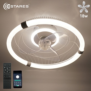 Управляемая LEDлюстра с вентилятором FN-LM VIBE 60W+18W R-APP-450x145-WHITE/WHITE-220-IP20/SMARTHOME